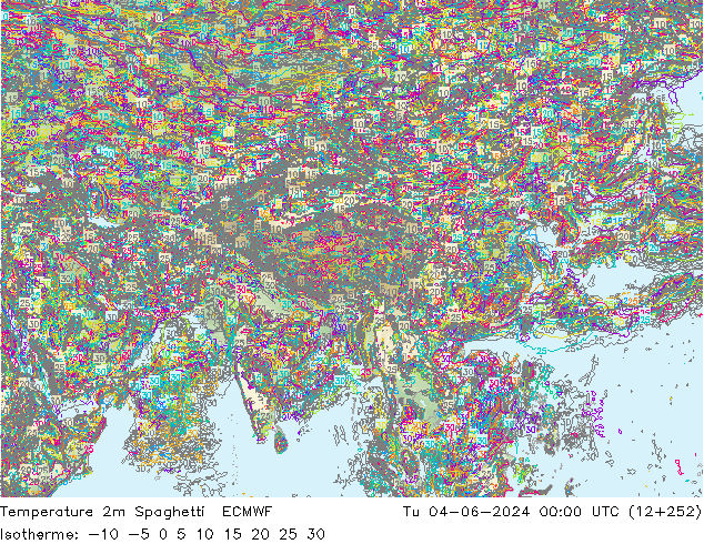 Temperatura 2m Spaghetti ECMWF Ter 04.06.2024 00 UTC