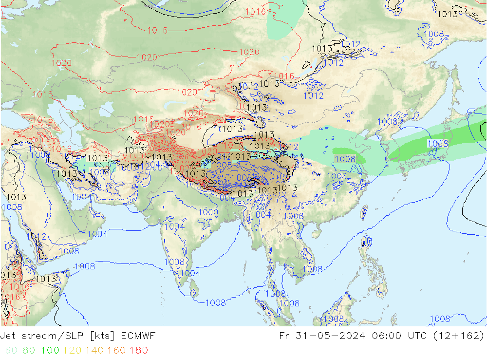 Jet stream ECMWF Sex 31.05.2024 06 UTC