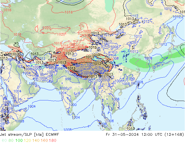 Jet stream/SLP ECMWF Pá 31.05.2024 12 UTC