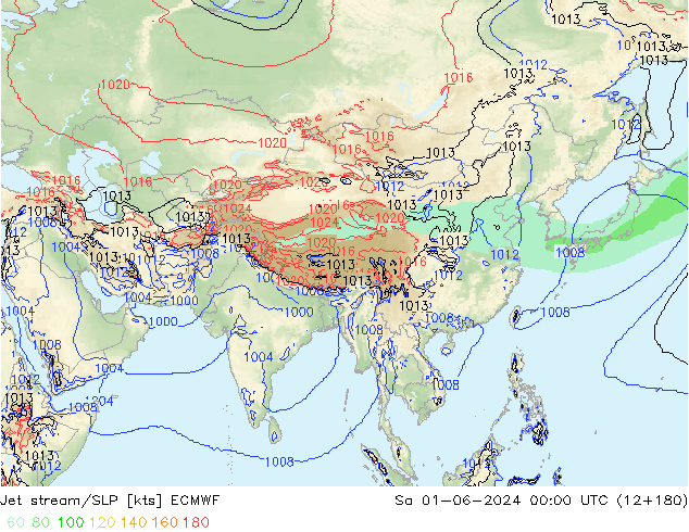 Jet Akımları/SLP ECMWF Cts 01.06.2024 00 UTC