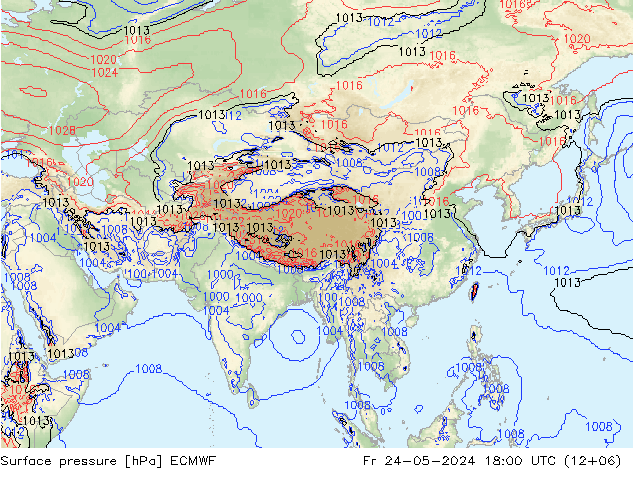 Luchtdruk (Grond) ECMWF vr 24.05.2024 18 UTC