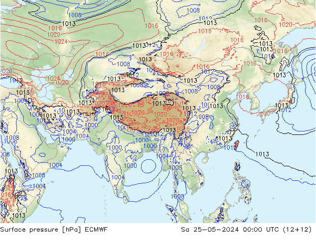 Atmosférický tlak ECMWF So 25.05.2024 00 UTC