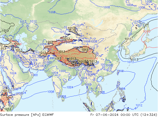 pressão do solo ECMWF Sex 07.06.2024 00 UTC