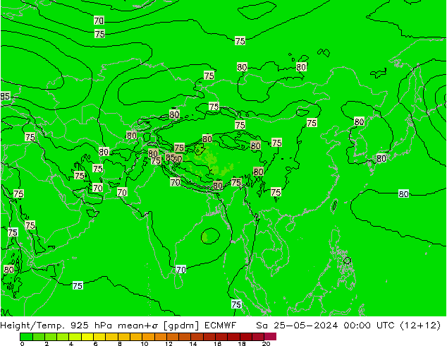 Height/Temp. 925 hPa ECMWF so. 25.05.2024 00 UTC