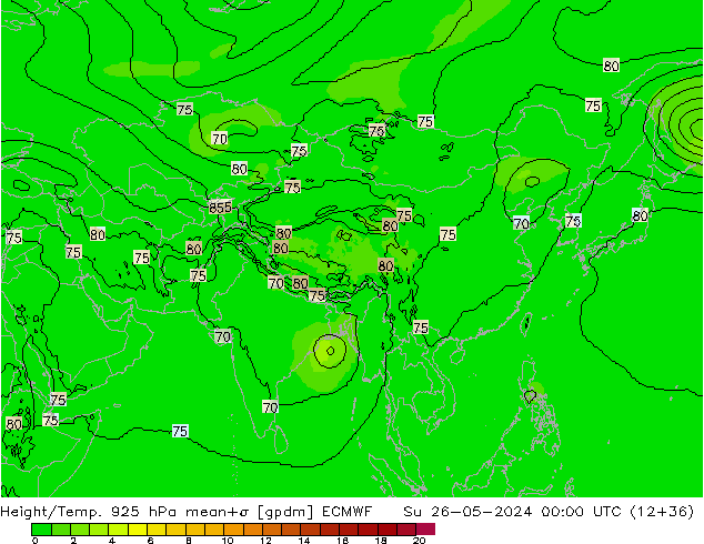 Height/Temp. 925 гПа ECMWF Вс 26.05.2024 00 UTC