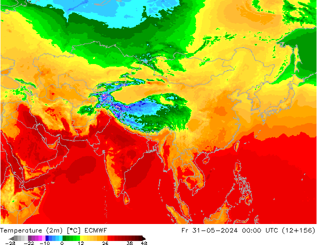 Temperatura (2m) ECMWF ven 31.05.2024 00 UTC