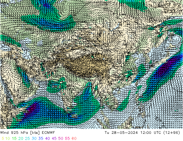 Vento 925 hPa ECMWF Ter 28.05.2024 12 UTC