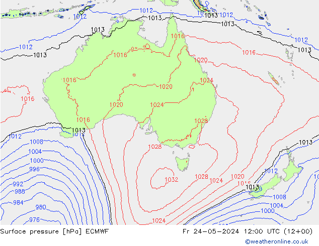 Yer basıncı ECMWF Cu 24.05.2024 12 UTC