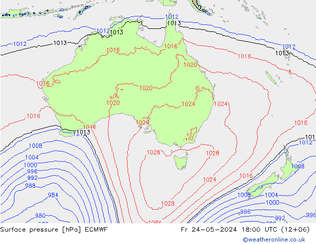 Yer basıncı ECMWF Cu 24.05.2024 18 UTC