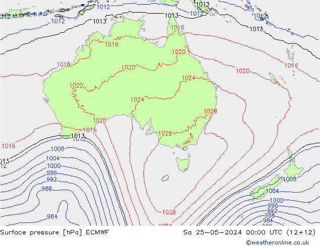 Pressione al suolo ECMWF sab 25.05.2024 00 UTC