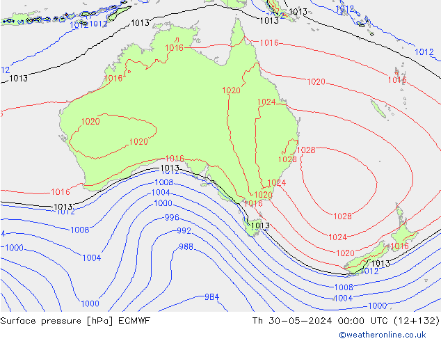 ciśnienie ECMWF czw. 30.05.2024 00 UTC