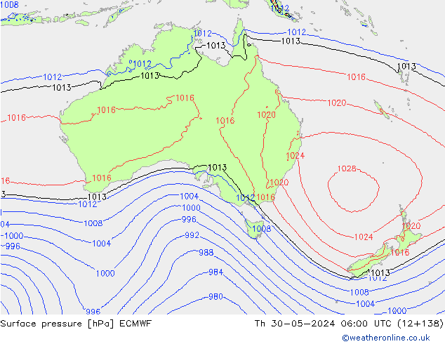 Surface pressure ECMWF Th 30.05.2024 06 UTC