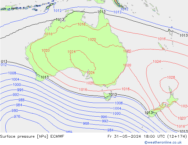 pressão do solo ECMWF Sex 31.05.2024 18 UTC