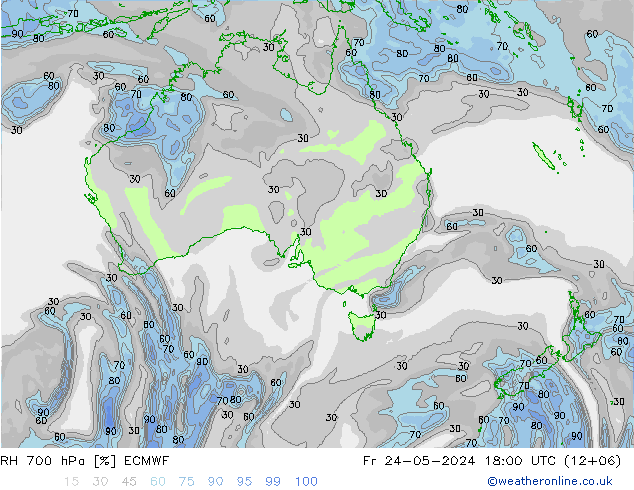 RH 700 hPa ECMWF Fr 24.05.2024 18 UTC