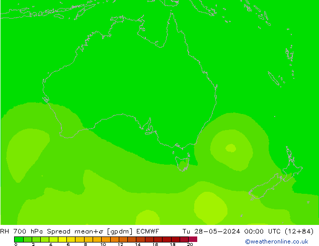 RH 700 hPa Spread ECMWF  28.05.2024 00 UTC