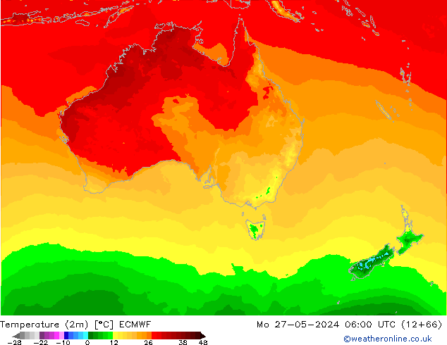 Temperatura (2m) ECMWF Seg 27.05.2024 06 UTC