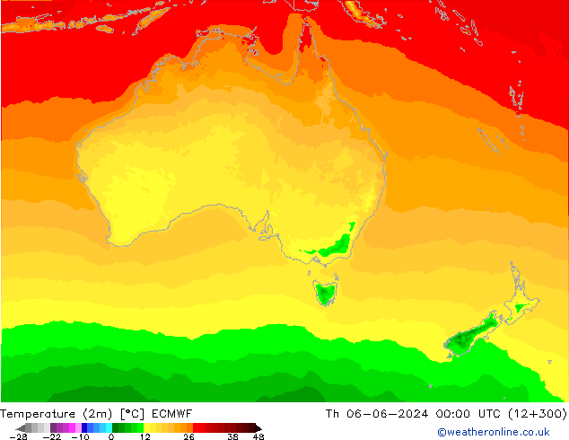 Sıcaklık Haritası (2m) ECMWF Per 06.06.2024 00 UTC