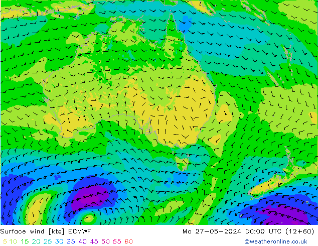 Vento 10 m ECMWF lun 27.05.2024 00 UTC