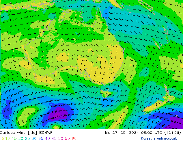 Surface wind ECMWF Po 27.05.2024 06 UTC