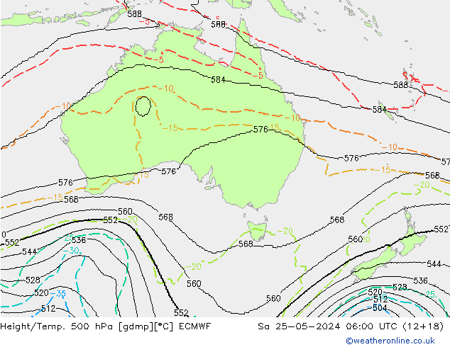 Hoogte/Temp. 500 hPa ECMWF za 25.05.2024 06 UTC