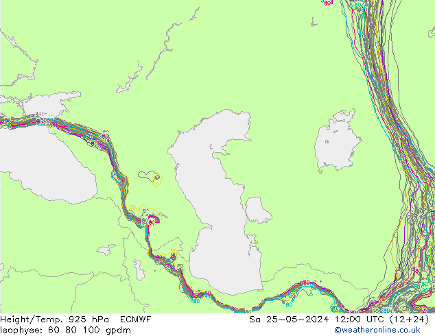 Height/Temp. 925 hPa ECMWF  25.05.2024 12 UTC