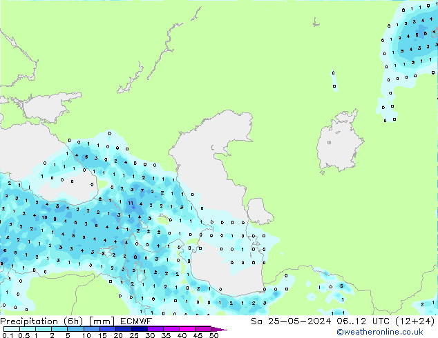 Yağış (6h) ECMWF Cts 25.05.2024 12 UTC