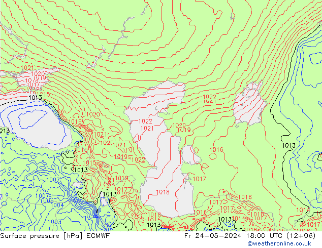 Surface pressure ECMWF Fr 24.05.2024 18 UTC