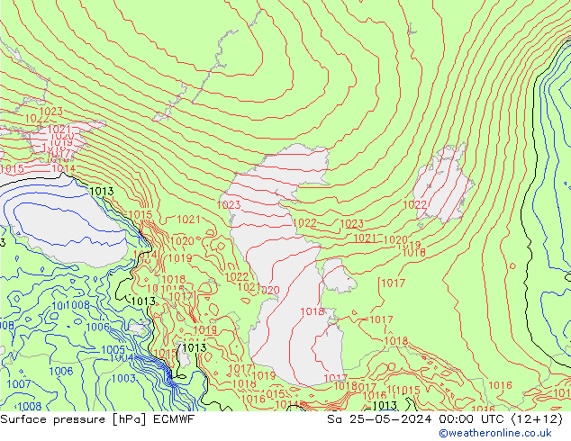 Surface pressure ECMWF Sa 25.05.2024 00 UTC