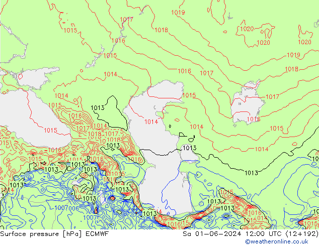 Pressione al suolo ECMWF sab 01.06.2024 12 UTC