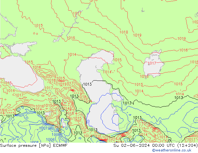 Pressione al suolo ECMWF dom 02.06.2024 00 UTC