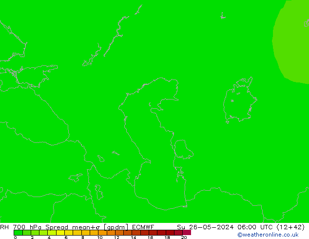 RH 700 hPa Spread ECMWF Su 26.05.2024 06 UTC