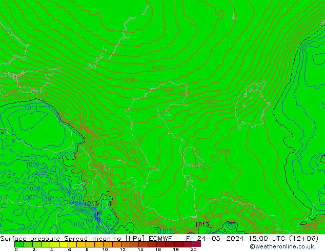 Bodendruck Spread ECMWF Fr 24.05.2024 18 UTC