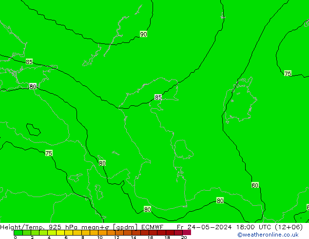 Height/Temp. 925 hPa ECMWF Fr 24.05.2024 18 UTC