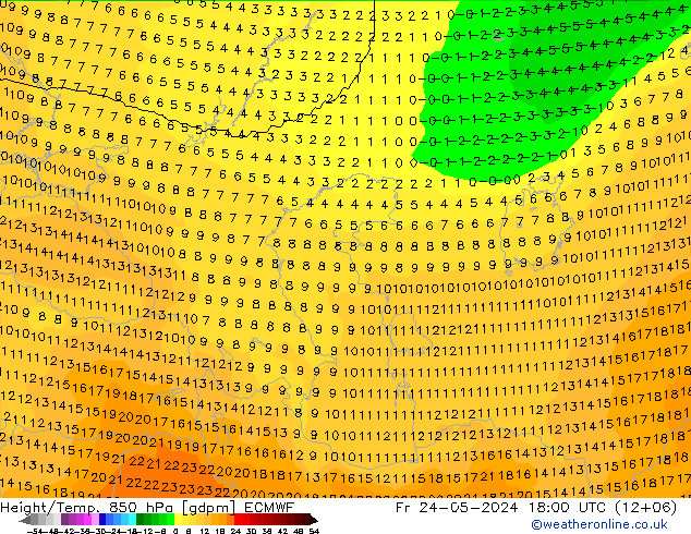 Height/Temp. 850 hPa ECMWF pt. 24.05.2024 18 UTC