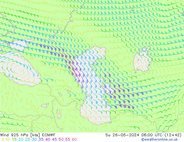 Wind 925 hPa ECMWF Su 26.05.2024 06 UTC