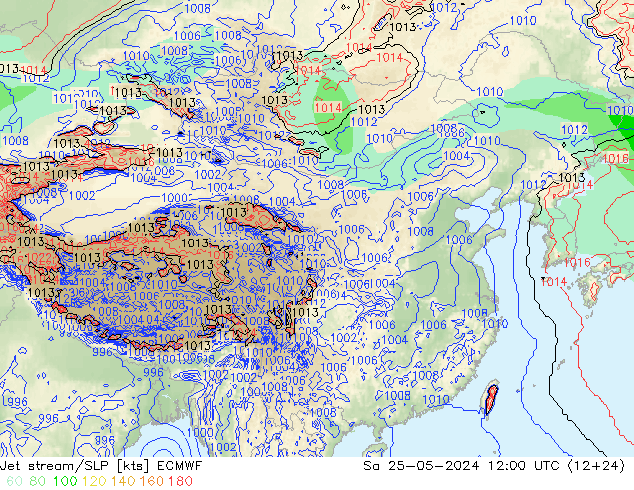 高速氣流/地面气压 ECMWF 星期六 25.05.2024 12 UTC