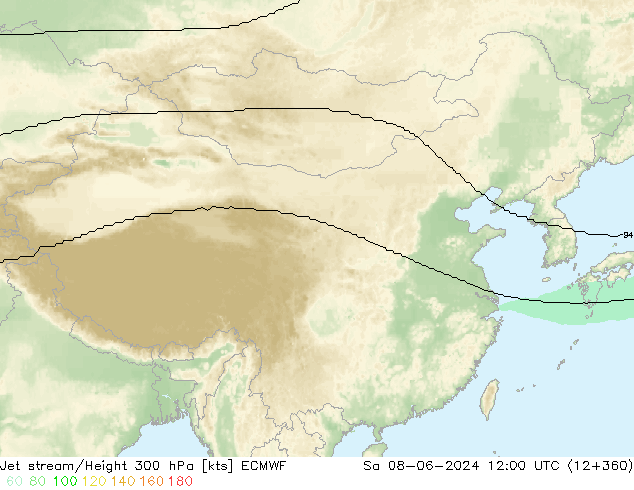 Corriente en chorro ECMWF sáb 08.06.2024 12 UTC