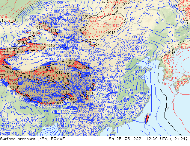 地面气压 ECMWF 星期六 25.05.2024 12 UTC