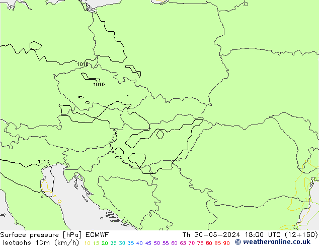 Eşrüzgar Hızları (km/sa) ECMWF Per 30.05.2024 18 UTC