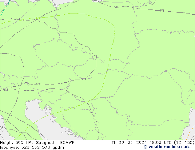 Hoogte 500 hPa Spaghetti ECMWF do 30.05.2024 18 UTC