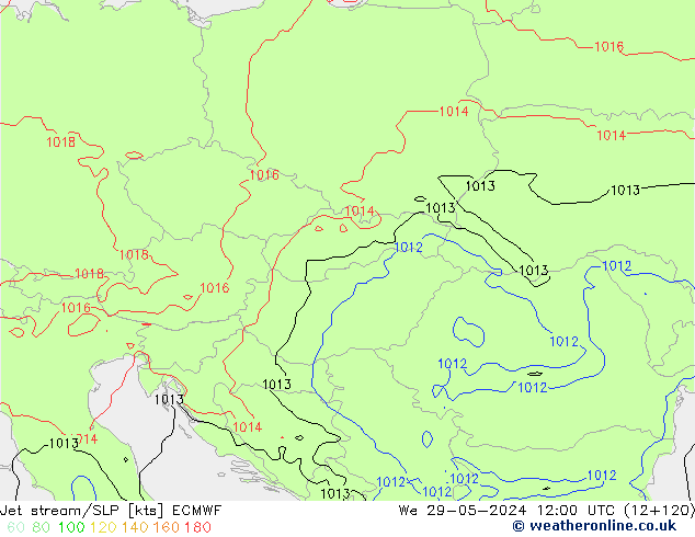 Corriente en chorro ECMWF mié 29.05.2024 12 UTC