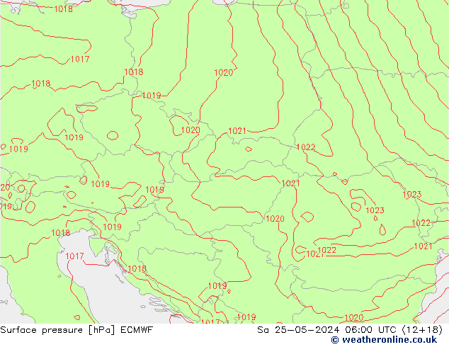 Surface pressure ECMWF Sa 25.05.2024 06 UTC