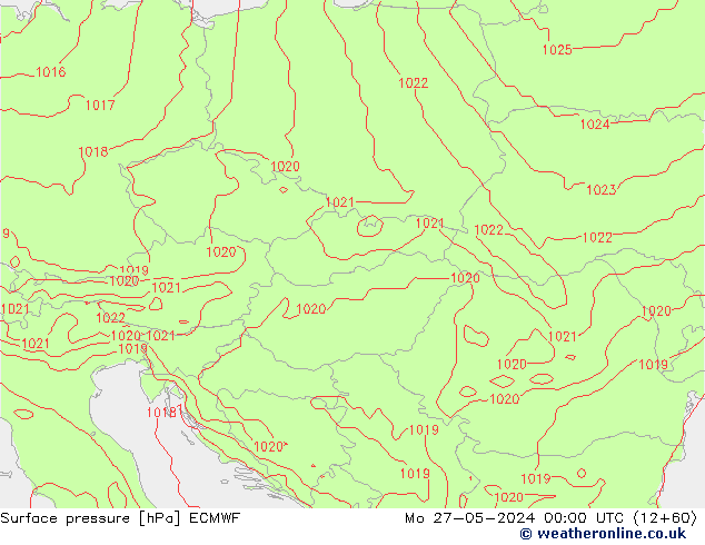 Atmosférický tlak ECMWF Po 27.05.2024 00 UTC