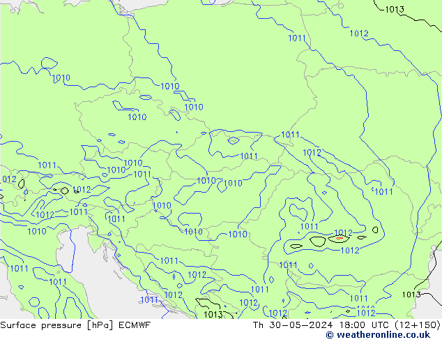 Atmosférický tlak ECMWF Čt 30.05.2024 18 UTC