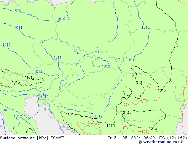 Presión superficial ECMWF vie 31.05.2024 06 UTC