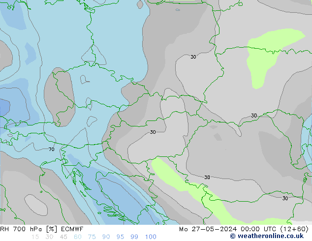 RH 700 hPa ECMWF Mo 27.05.2024 00 UTC