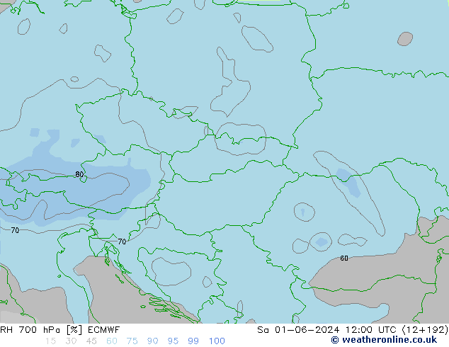 RH 700 hPa ECMWF Sa 01.06.2024 12 UTC