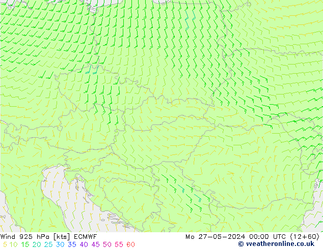 Vento 925 hPa ECMWF lun 27.05.2024 00 UTC