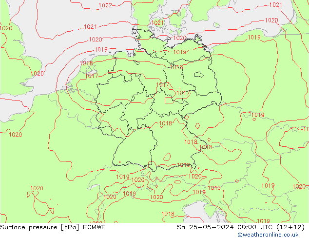 Pressione al suolo ECMWF sab 25.05.2024 00 UTC