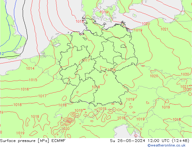 приземное давление ECMWF Вс 26.05.2024 12 UTC